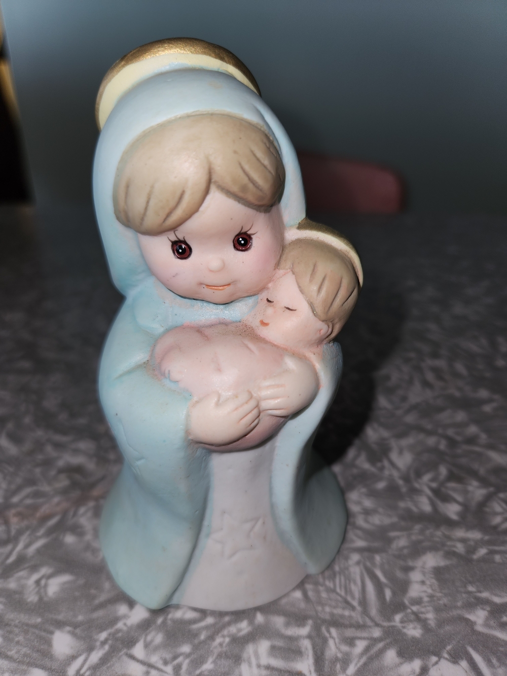 Source Unknown Blue and Cream Nativity Figurine - Mary with Infant